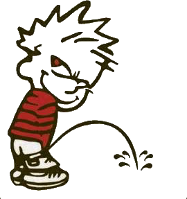 A cartoon image of a small boy with his pants down and urinating. A cartoon image of a small boy with his pants down and urinating.